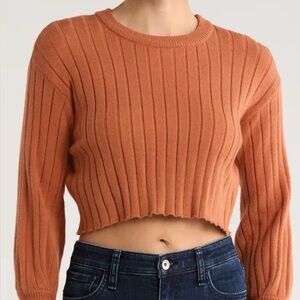 Women's Ribbed Orange Sweater